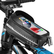Monzana Bolsa Móvil Bicicleta Manillar Soporte Teléfono Bici Hasta 6.8' Impermeable Táctil Resistente Reflectante Negro O Gris 20x11.5x11cm Schwarz (