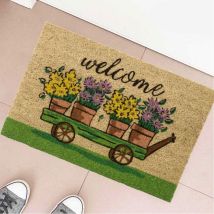 Wadiga - Zerbino Tappeto Per Ingresso Floreale Fiori Di Benvenuto 40 X 60 Cm Multicolore