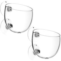 [mai Utilizzato]set Di 2 Vasi In Vetro Per Acquario Con Ventose, Accessori Di Supporto Per Piante Acquatiche E Varie Specie Vegetali Acquatiche.