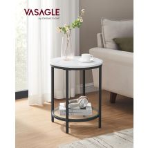 Songmics - Vasagle Mesa Auxiliar Redonda De 2 Niveles, Mesita De Noche, Encimera De Aglomerado Y Estante De Vidrio Templado, Para Salón, Dormitorio, 