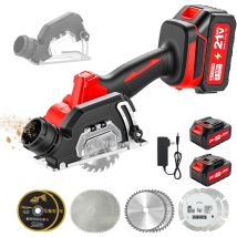 Teeno Scie Circulaire Sans Fil Mini Compacte, 20000 Tr/min,scies Circulaires Électriques, 2 Batteries 2.0ah, 8 Lames,, Meuleuse À Disque, Capot Anti-