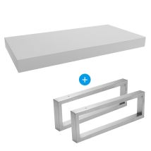 Egger - Set Mobile Naturale 100x8x50 Cm + 2 Portasciugamani 45 Cm, Bianco Opaco (do10050bm-fix3)