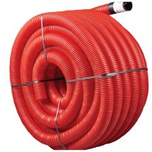 Gaine Électrique Tpc Rouge Ø40 En Bobine De 50 Mètres – Double Paroi Lisse Et Annelée – Norme Nf 450n Pour Protection Câbles – Hegler