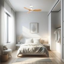 Rowind Deckenventilator Weiß/eiche Ohne Licht Ø90