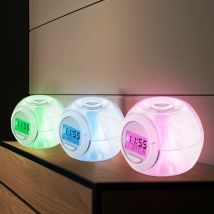 Despertador Pantalla Led Digital Con Temperatura De Fecha Cambio De Color Rgb Con 6 Tonos Naturales, Plástico Transparente, Al. 8,5 Cm, Juego De 3