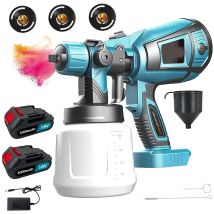 Spritzpistole, 1000ml Hvlp Akku Spritzpistole, Airless Spritzpistole+2 3.0ah Batterien+ladegerät, Kompatibel Mit Makita Batterien