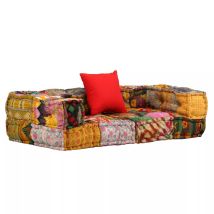 Pufs Modulares Con Cojines De Suelo Chaise Longue De Tela De 2 Plazas En Tejido Patchwork Dec021231
