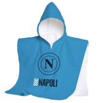 Hermet Ssc Napoli, Telo Mare Con Cappuccio, Poncho Mare Da Bambino, 60x120 Cm, Asciugamano Da Spiaggia O Piscina, 100% Morbido Cotone