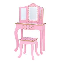 Fantasy Fields Kinder Schminktisch Mit Spiegel Und Hocker Mit Lichtern Rosa/gold Td-11670ll