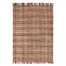 Tapis Jute Fait À La Main 160x230 Beige Et Bordeaux Square