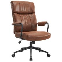 Iwmh Chaise De Bureau Ergonomique, Fauteuil Pivotante Rétro En Cuir Pu Chaise Avec Soutien Lombaire Chaise Gaming Réglable En Hauteur - Marron