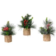 Piccole Piante Decorative Natalizie Per Interni, 20 X 15 Cm, 3 Pezzi