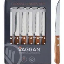 Lot De 6 Couteaux À Steak Inox Manche Bois