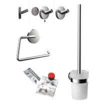 Juego de WC redondo con soporte de papel – Elementos de fundición a presión de zinc – Piezas de cristal – Instalación clásica
