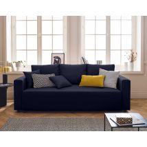 Bestmobilier - Regala - 3-sitzer Sofa - Schlaffunktion Und Bettkasten - Aus Stoff - Blau