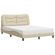 Maison Exclusive - Letto Con Materasso Hvar Crema 140x200 Cm In Tessuto