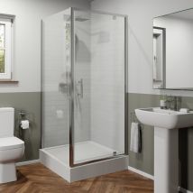 Luxura - 900mm Pivot Shower Door Side Panel 6mm Glass Anti Slip Easy Plumb Tray Bathroom