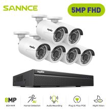 Sannce - 5mp Outdoor Surveillance Kit 6 Ip Cameras Smart Ir Poe Security Camera System Night Vision