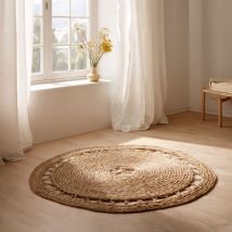Alfombra redonda de esparto Túnez 100 cm – Decoración mediterránea para interiores y exteriores