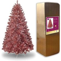 Shatchi - 5ft Artificial Christmas Tree Rose Gold Shiny Tinsel Tips