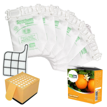 Sacchetti Folletto Vk 135-136 6 Pz + Granuli Profumati Fiori Di Arancia+ Filtri Compatibili