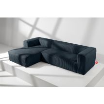Konsimo - Ferox Modernes Ecksofa Links Aus Breitem Cordstoff, Marineblau