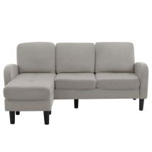 Divano Angolare A L, 166 X 118 X 77 Cm, Lino Di Cotone Traspirante, Design Modulare - Grigio