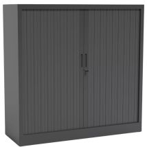 [jamais Utilise] Armoire Basse À Rideaux De Bureau Mti 2 Tablettes Corps Et Rideaux Anthracite 120x105x43cm - Amr1210-ga