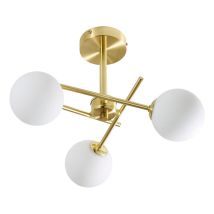 Forum - Spa Lindos Satin Brass/opal 390mm 3 Lamp Cross Arm Semi-flush Ceiling Light - Spa-35836-sbrs