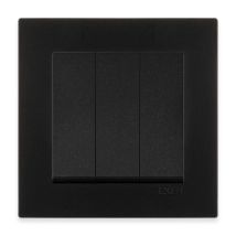Triple Interrupteur Noir Métallisé 10a 250v Avec Cadre Simple Série Karell Exen