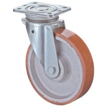 BS Rollen Lenkrolle N100 – Polyurethanrad – Tragkraft 600 kg – Durchmesser 200 mm – Bauhöhe 255 mm – Farbe Weiß/Orange