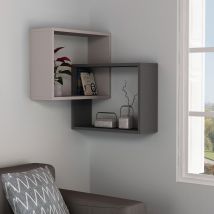 Eckregal – Multifunktionales Bücherregal – Helles Mokka + Anthrazit – Beige – 48973569