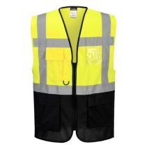 Rs Pro - Chaleco Executive Warsaw Bicolor De Cierre Central Con Cremallera, Multibolsillos Portwest C476 Xs Amarillo/marino