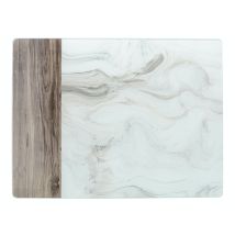 Creative Tops - Protezione Per Piano Di Lavoro In Vetro, Con Design In Marmo Bianco E Legno, 40 X 30 Cm, Colore: Bianco/grigio