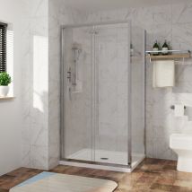 Sliding Shower Enclosure Door Easy Clean Glass Bathroom Cubicle Screen With Side Panel 1100 X 1000mm