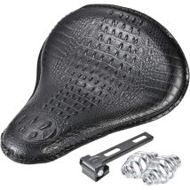 Narrow Black Motorcycle Seat Cover Made Of Crocodile-effect Leather For Most Solo-seater Harley Sportster Bobber Chopper Custom Models