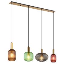Pendellampe Hängeleuchte Esszimmerlampe Glasschirme messing schwarz H 120 cm