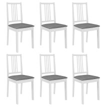 Bonnevie - Juego De 6 Sillas De Cocina Comedor Con Cojines Madera Maciza Blanca Cds022954