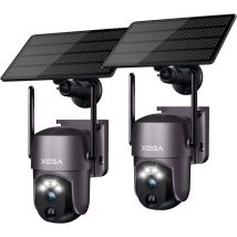 Xega - Solar-überwachungskamera Im Freien Drahtlos 2k Ptz Wi-fi Farb-nachtsicht Pir-erkennung Von Menschen Zwei-wege-audio Schwarz (2-teilig)