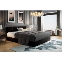Royal Boxspringbett 140x200 Mit Bettkasten Bonell H3 Mit Topper Schwarz - Trada