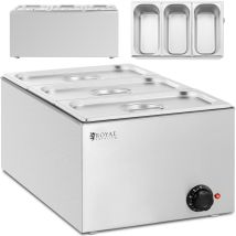 Royal Catering - Bain Marie Speisenwärmer 640 W 3 X Gn 1/3 Behälter Mit Deckel 30 - 80 °c 16,5 L