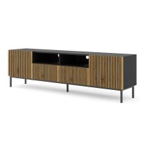 Ac-deco - Mueble Tv 2 Puertas 2 Cajones 200 Cm Philaé Madera Y Negro