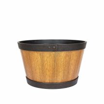 La Hacienda - 45cm Large Oban Whiskey Barrel - Plastic - L45 X W45 X H26 Cm - Light Oak