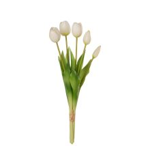 Mazzo 5 Tulipani In Gomma Per Decorazione Ambienti H 39 Cm -rosso