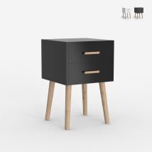 Comodino In Legno Stile Nordico Per Camera Da Letto Bianco Nero Corallo - Nero