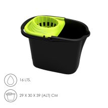 Oryx Balde De Esfregona Com Escorredor Retangular 16 Litros Cubo Fregona Con Escorridor Rectangular, Plastic, Multicolor, Unico