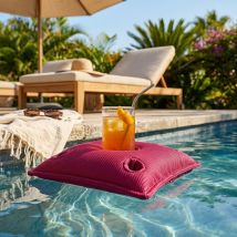 Cuscino Bar Pool Party, 75x75x25 Cm, Con 4 Pozzetti Per Bicchieri E 1 Pozzetto Per Bottiglie, Resistente Ai Raggi Uv, Rosa, Senz - Soo Santaï