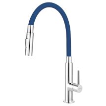Zumba Slim 2f Küchenarmatur Mit Flexiblem Blauem Auslauf, Chrom
