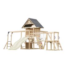 Axi Hunter Aire De Jeux En Bois, 2 Balançoires, Toboggan Double, Crème Maisonnette Xxl / Equipement De Jeux Pour Enfants Avec Structure D'Escalade, 