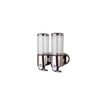 Desineo Doppel-Seifenspender 2 x 500 ml Transparent – Ergonomisch – Professionell – 241 mm hoch – 216 mm breit – 100 mm tief